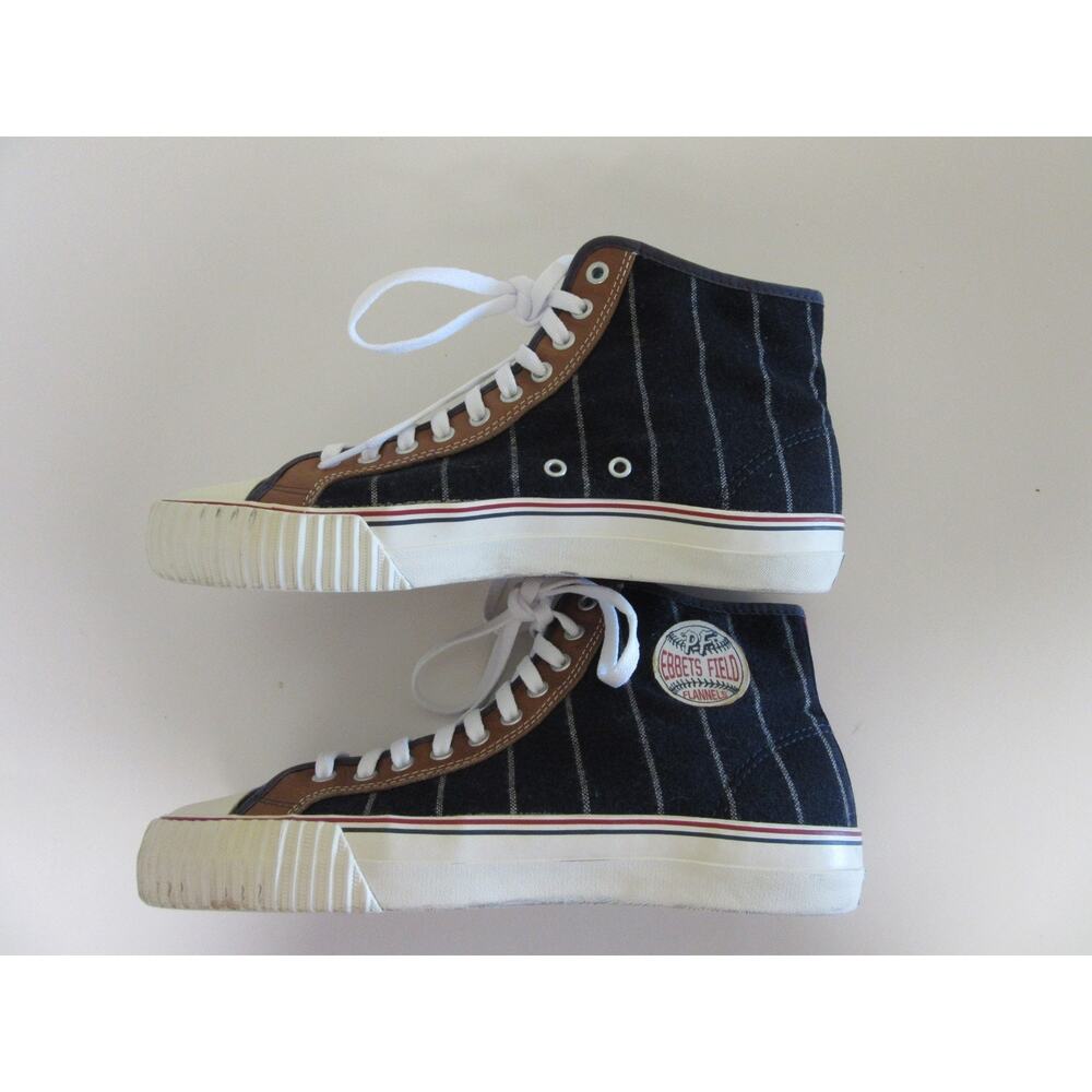 PF Flyers Ebbets Field Navy Blue Pinstripe Flannel 11 Retro High Top Sneakers - Picture 7 of 10